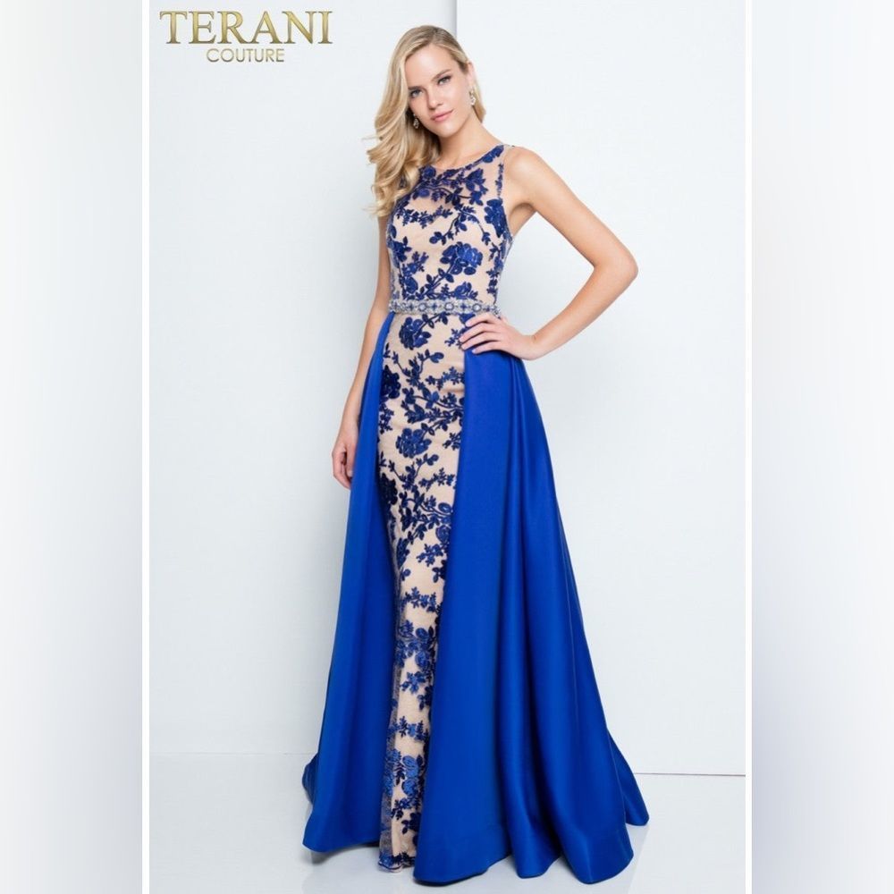 Terani Couture‎ royal blue prom dress / evening  gown 12